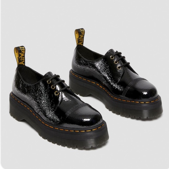 Dr. Martens 1461 TC DISTRESSED PATENT LEATHER PLATFORM SHOES - Picture 2 of 5
